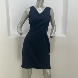 Theory Sleeveless  Navy Wool  V-neck Short Sheath Mini Dress  Size 8